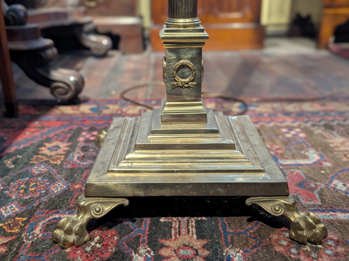 Edwardian Brass Corinthian Column Standard Lamp